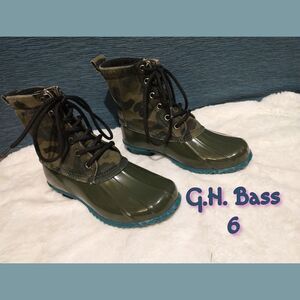 G.H. Bass rubber camouflage boots 6 *